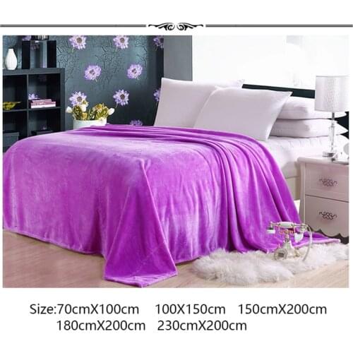 Coral Fleece Flannel Blankets For Bed Solid Color Sofa Cover Bedspread Soft Plead For Home Bed Cover Office Washable Blankets