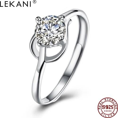 LEKANI 925 Sterling Silver Rings For Women With Zircon Adjustable Romantic Ring Party Fine Simple Gift Jewelry New Arrival