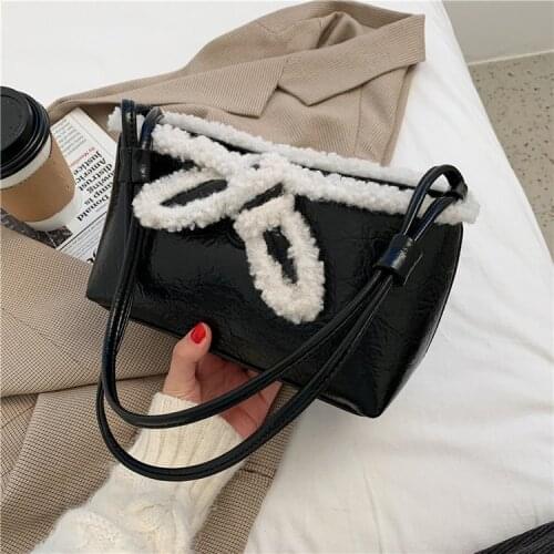 Small Faux Fur PU Leather Crossbody Shoulder Handbags 2021 Winter Female Luxury Trend Soft Warm Bags Beautiful
