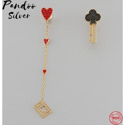 Fashion Charm Original 1:1 Copy, Asymmetric Design Poker Elements Stud Earrings Women Luxury Jewelry Gifts