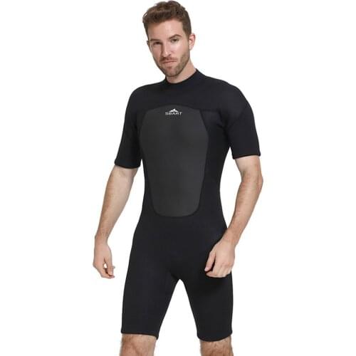 Sbart Mens 2mm Back Zip Spring Wetsuit Black/Grey for Surfing, Snorkeling, Scuba Diving Suit Warm Swim Suit Spring