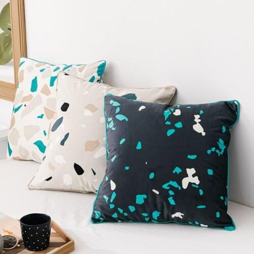 Soft Pillow Cover Cute Stone Printed Black White Beige Decorative Cushion Cover 45x45cm for Sofa Bed Chair Couch