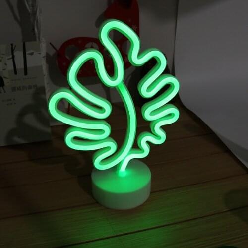 Neon Light leaf LED Neon Sign USB / Battery Powered Home Wedding Party Wall Hanging Decor Neon