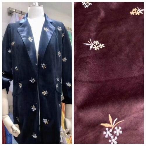 New Autumn and Winter High quality Dress Coat Childrens wear velvet perforated embroidered Lace Fabric Width 130cm 1Yard