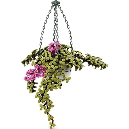 289Pcs MOC Artificial Spider Plant Bouquet Bonsai Small Particle DIY Building Blocks (Compatible With 10281/10280)