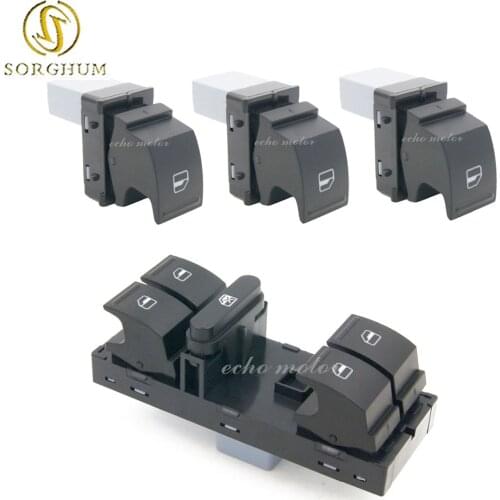 New 4PCS Master Window Switch Single Botton Electric Control Passenger Switches For VW 1K4959857B, 1K4 959 857B, 7L6 959 855B