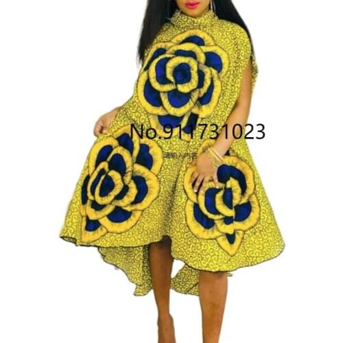 2021 Polyester African Women O-neck Sleeveless Printing Plus Size Dress African Dresses for Women African Clothes