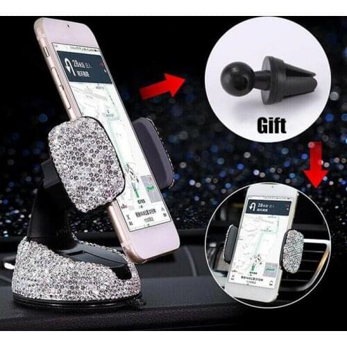 Crystal Rhinestones 360 Degree Car Phone Holder For Car Dashboard Auto Windows And Air Vent Universal Car Mobile Phone Holder