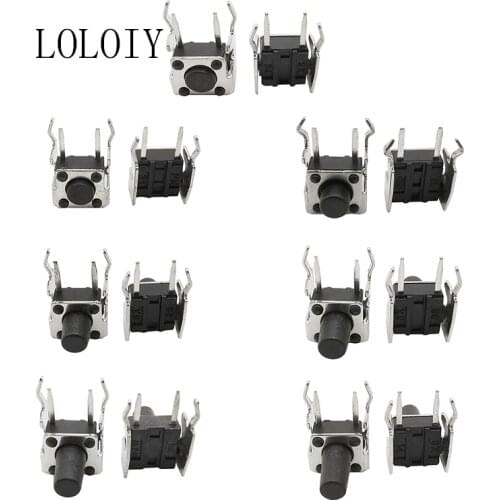 20PCS 6x6 PCB Momentary Tactile Tact Push Button Switch Right Angle 4-Pin Self-reset Micro Switch 6*6*4.3/4.5/5/6/7/7.5/8/9/10mm