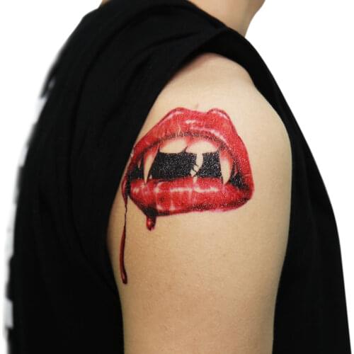 Halloween Temporary blood knife demon hourglass skull mouth Fashion sexy funny scary body tattoo sticker for holiday decor
