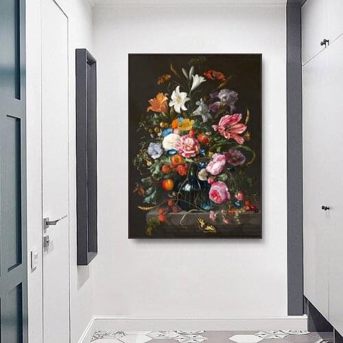 Vintage Poster Flowers Wall Art Canvas Print Rose Peony Butterfly Painting Picture Fashion Posters And Prints Living Room Decor