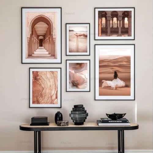 Wonderful Desert Wall Art Prints Travel Floral Poster Morocco Architecture Pictures Canvas Painting for Bedroom Home Decorations