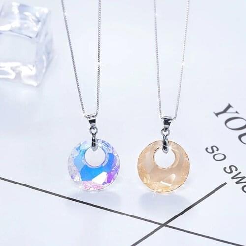 BAFFIN Simple Fashion Victory Circle Pendant Necklaces Crystals From Swarovski For Women Colorful Beads Daily Statement Jewelry