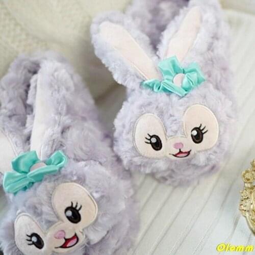 Winter Women Cute Rabbit Cotton Slippers Plush Warm Non-slip Outdoor Indoor Shoes Fluffy Women Slipper Home Soft Floor Shoes