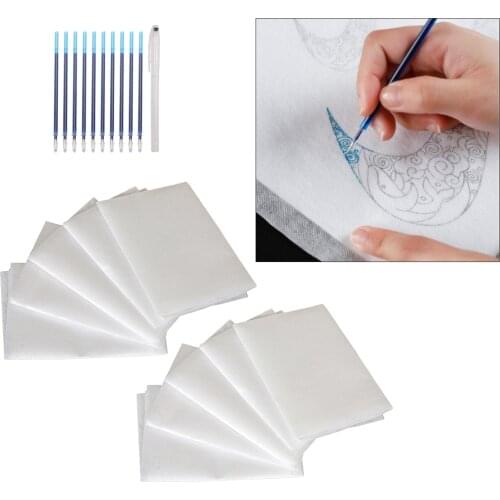 10 Sheets 20x20" T Shirt Fabric Transfers Papers Water Soluble Embroidery Stabilizer Clear Film with Pens