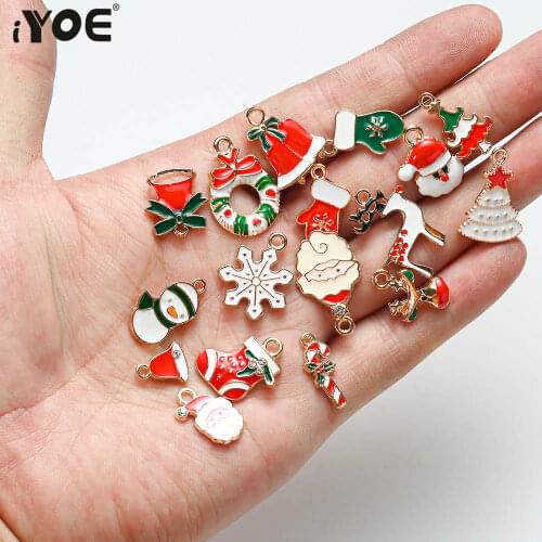 20/30/38pcs Enamel Christmas Charms Santa Claus Snowman Elk Pendant Ornaments Beads for DIY Craft Making Bracelet Earring Gift
