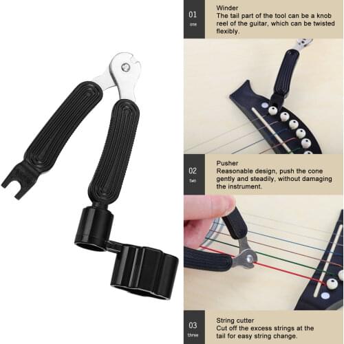 3-in-1 Guitar String Cutter Tool Guitar String Winder / Bridge Pin Puller / String Cutter For Acoustic Guitar Bass Ukulele