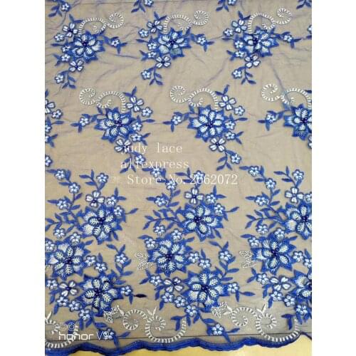 5yards/bag Mixed color embroidery flower pattern beaded lace fashionable French new cloth used for wedding dress fashion stage