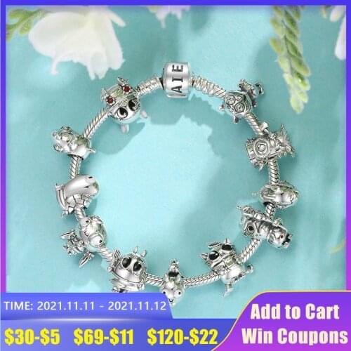 925 Sterling Silver Forest Elf Series Beads for Jewelry Making Rhino Tiger Animal Charms Fits DIY Bracelet Supplies for Jewelry
