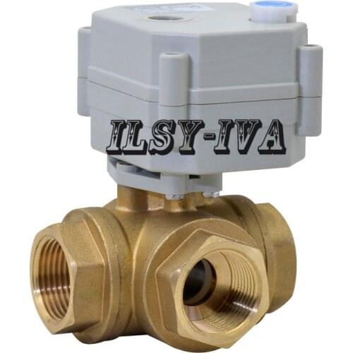 AC110V to 230V 3/4" Horizontal electric ball valve,T type/l type brass Motorized Ball Valve
