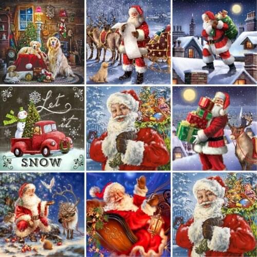 DIY 5D Diamond Painting Santa Claus Diamond Embroidery Snowman Cross Stitch Full Round Drill Resin Christmas Art Gift Home Decor