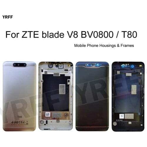 For ZTE blade V8 BV0800 T80 Full Battery Cover Back Door Housings Frames Case With Side Button + logo
