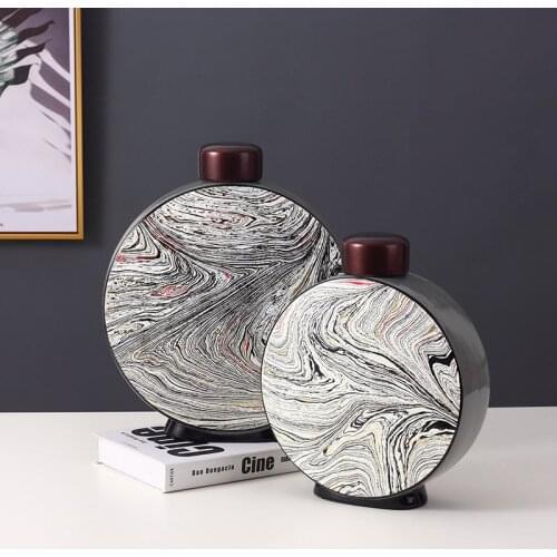 European Ceramic Storage Decoration Jar Desktop Flower Vase Decoration Living Room Decor Ornaments Simulation Flowers Container