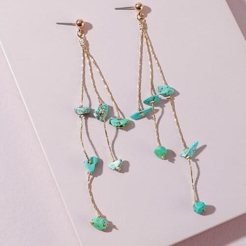 TARCLIY Geometric Acrylic Stone Chain Tassel Earrings Simple Alloy Long Dangle Earrings Women Summer Fashion Jewelry 2021