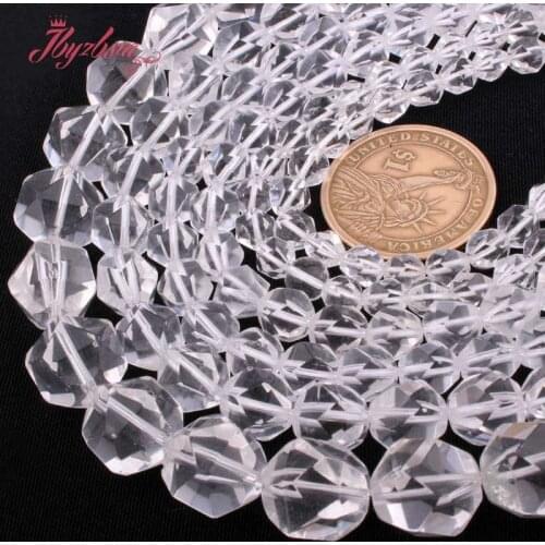 Faceted White Rock Clear Crystal Quartzs Beads Natural Stone Beads for DIY Accessories Necklace Bracelet Jewelry Making 15"