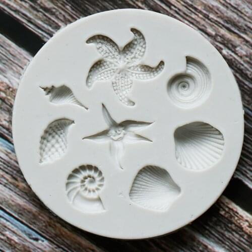 Cake Decorating Tools 3D Sea Creatures Conch Starfish Shell Fondant Cake Candy Silicone Molds Creative DIY Chocolate Mold