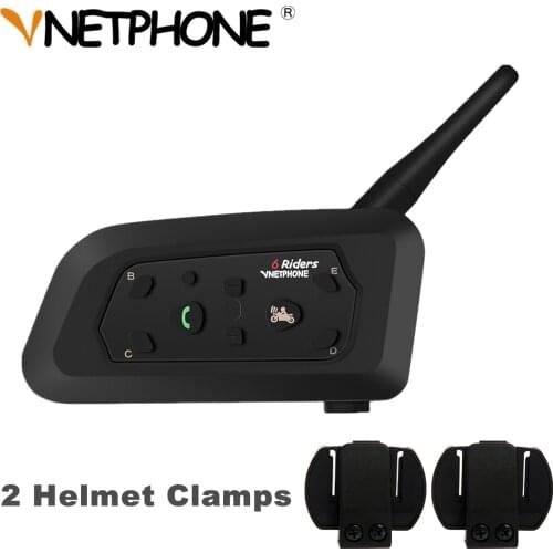 2019 VNETPHONE V6 Intercomunicador 850mAh Moto Bluetooth Helmet Intercom Heaedset + 2pcs Universal Helmet Clamps