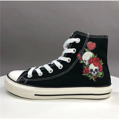 Wen Design High Top Canvas Shoes Flower Vines Red Rose Multifloras Floral Skulls Custom Sneakers 2 Colors for Men Womens Gifts