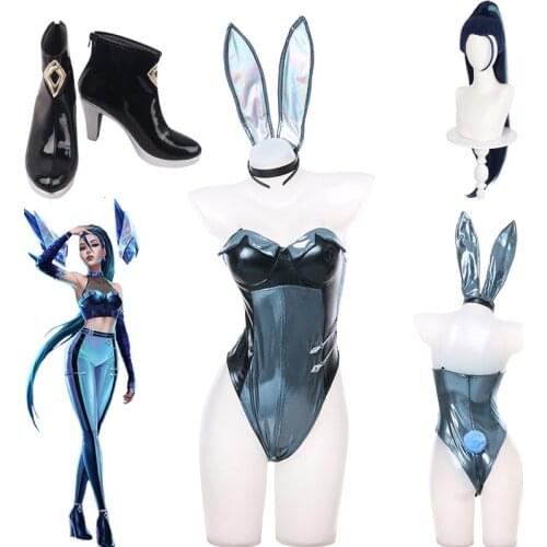 KDA Kaisa Bunny Cosplay Costume Fashion New Sexy Bodysuit Suit Bunny Version ALL OUT Game Cosplay Outfit Wig Free Shipping