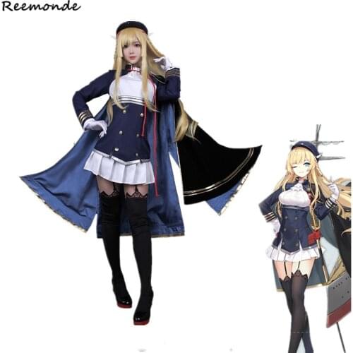 Game Azur Lane Cosplay Costume Kongou Top Shorts Skirt Cloak Combats Full Set Synthetic Wigs Woman Girl Carnival Christmas Party