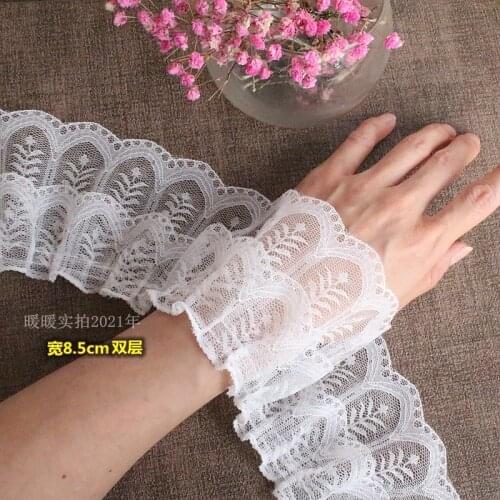 10yard white black Double pleated lace baby clothes handmade lace skirt accessories organ skirt accessories