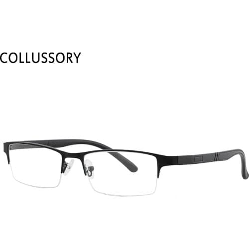 Metal Eyeglasses Frames for Men Half Semi Rim Prescription Glasses Frame with Transparent Lenses Simple Cheap Business Eye Wear