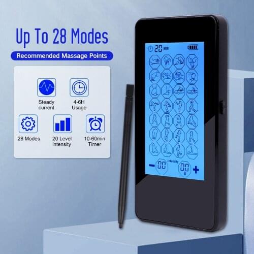28 Modes TENS EMS Physiotherapy Massager Rechargeable Pain Relieve Full Body Massager Touch Screen Multifunction Massage Machine