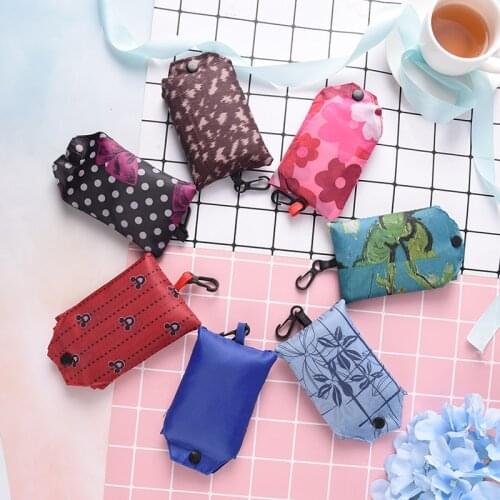 Shopping Bag Fashion Foldable Handy Reusable Tote Pouch Recycle Polyester Storage Pouch Handbags Random Color