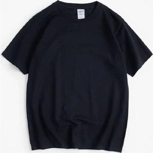 100% Cotton Summer Mens Cotton Short Sleeve T-Shirt Solid Color O-Neck Teen Sleeve Bottoming Shirt Tide Loose T-Shirt Man 100kg