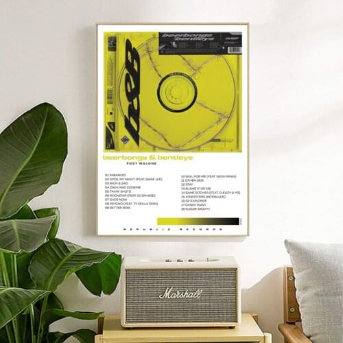 Music Album Beerbongs & Bentleys Canvas Painting Wall Pictures , Malone Album Poster Art Prints Music Studio Decor Fans Gifts