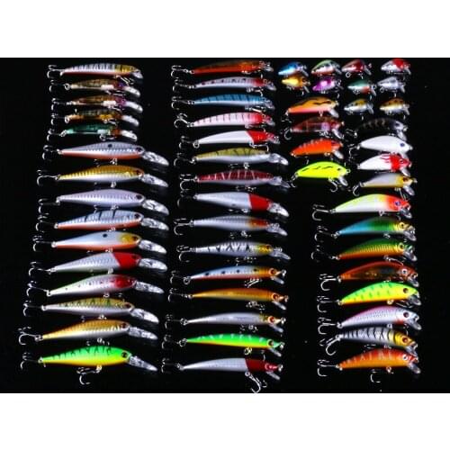 56PCS Minnow Crankbait Set Mixed Size Fishing Lures Kit Artificial Hard Bait Wobblers Pesca Swimbait Fishing Tackle