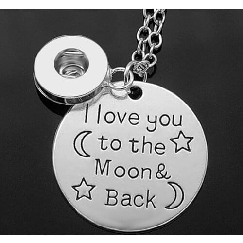 NEW DJ0039 Charm "I love you to the moon and back"Chain Snap necklace fit DIY 12MM&18MM snap buttons jewlery wholesale