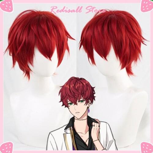 Promise of Wizard Mithra Wig Cosplay Red Short Hair Heat Resistant Synthetic Halloween Free Wig Cap for Adult Unisex