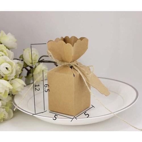 Festival supplies candy box bag chocolate paper gift package for Birthday Wedding Party DIY kraft brown paper thank you Wh