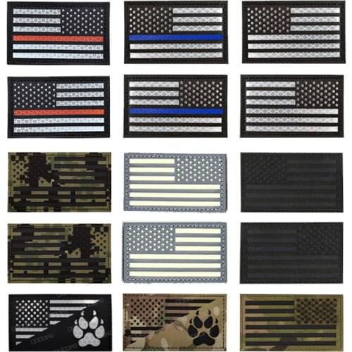 Pvc Infrared Reflective American Flag United States USA US Flags IR Patches Military Tactical Blue Line Patch Biker Badges