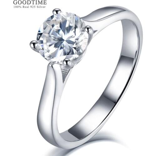 Luxury Wedding Ring Pure 100% 925 Sterling Silver Shine Moissanite Women Ring Anniversary Valentines Jewelry Gift For Lover