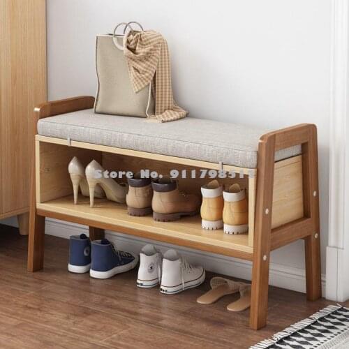 Shoe changing stool, soft bag, cushion, shoe cabinet, home door, space-saving shoe stool, small solid wood shoe rack for entry i