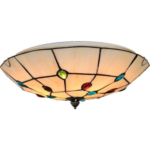 Baroque Tiffany Stained Glass Ceiling Lamp 3-lights Vintage Style Hanging Light Bedroom Living Room Lighting E26/E27 Bulb CL270