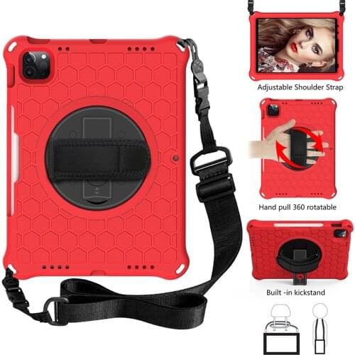 Rotatable Kickstand EVA Cover for iPad Pro 11 2021 2020 2018 Shockproof Cover with Shoulder Strap for iPad Air 4 Kids Cover+Pen
