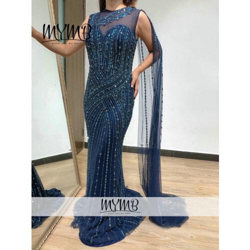 Designer Dress Women Luxury 2021 Run Way High Quality Haute Couture Beading Evening Gown With Sleeve MY31139